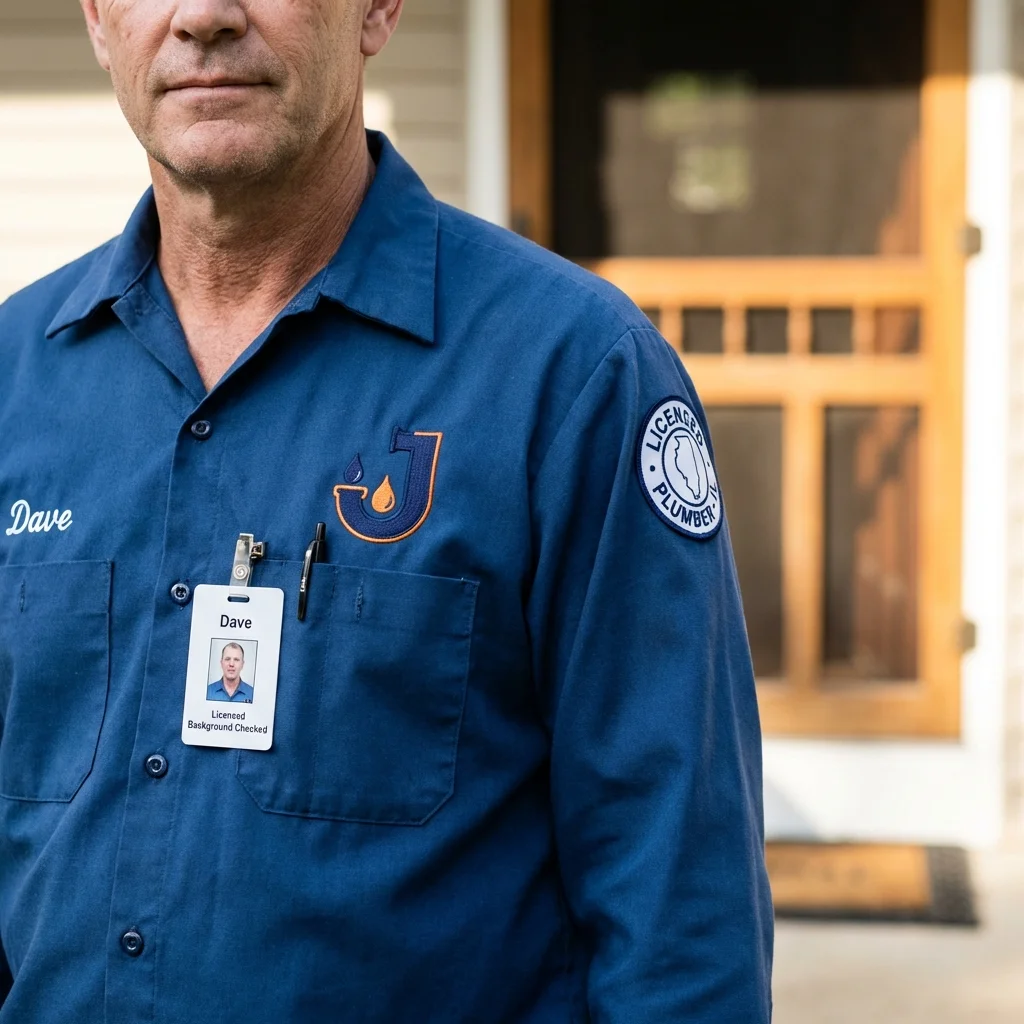 Licensed plumber showing ID badge in Gate City, VA