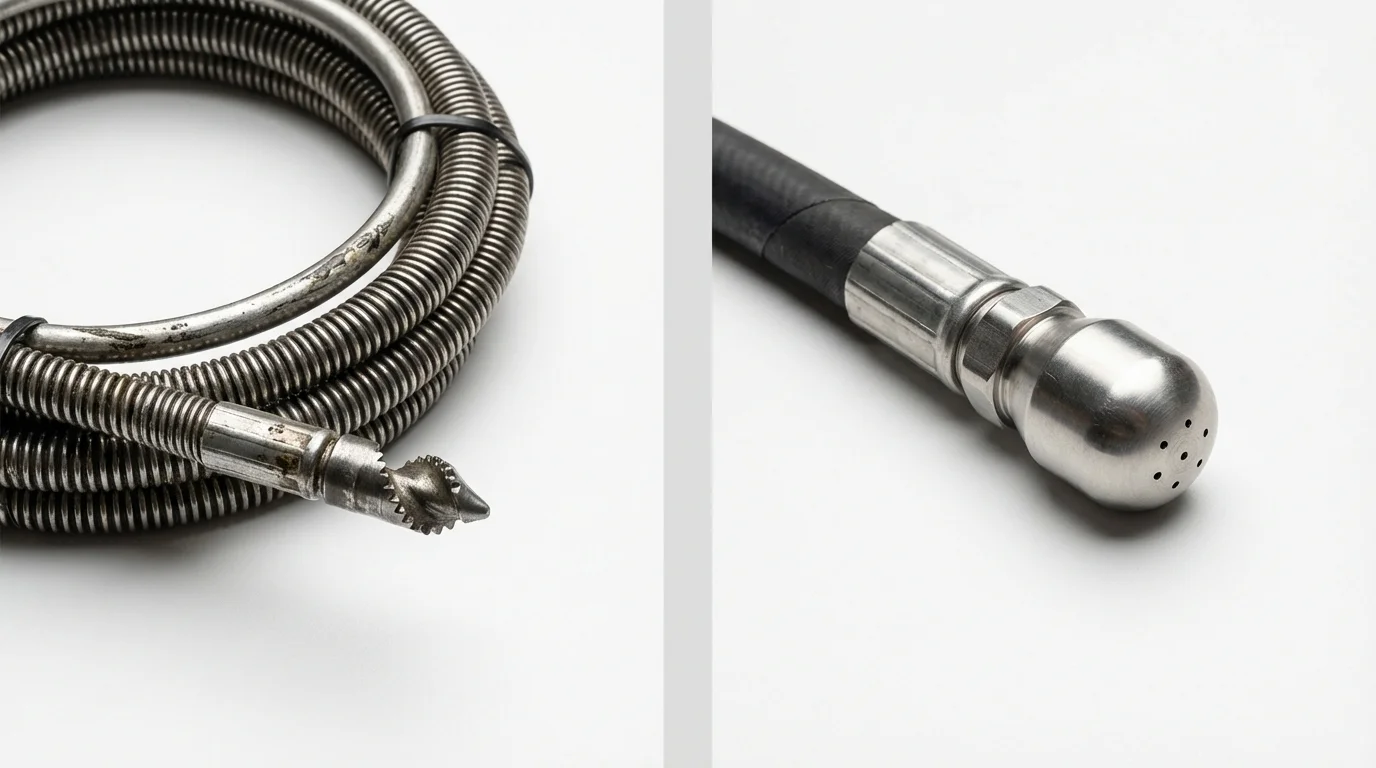 Drain snake cable and hydro jetting nozzle used for drain cleaning in Gate City, VA