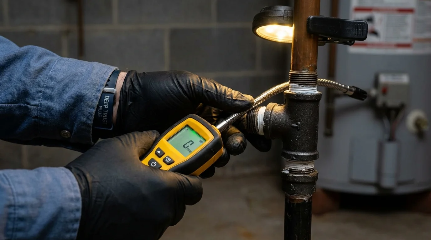 Gas leak detection with electronic sniffer by Johns Plumbing LLC in Gate City