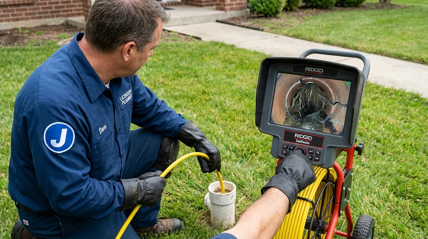 Sewer camera inspection being performed by Johns Plumbing LLC in Gate City