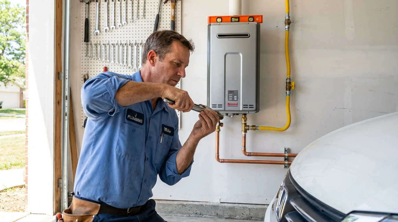 Tankless water heater installation by a Johns Plumbing LLC plumber in Gate City